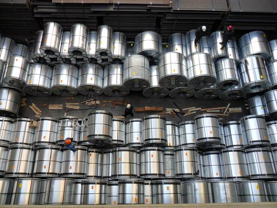 Ship loaded with steel coils