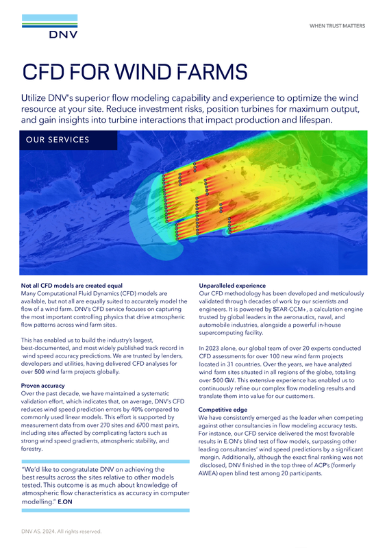 CFD flow modelling for wind farm sites